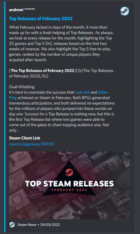 Steam News